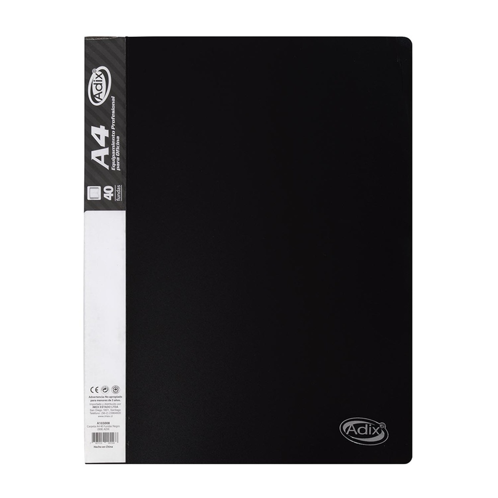 Carpeta Adix con 40 Fundas Color Negro (A4)