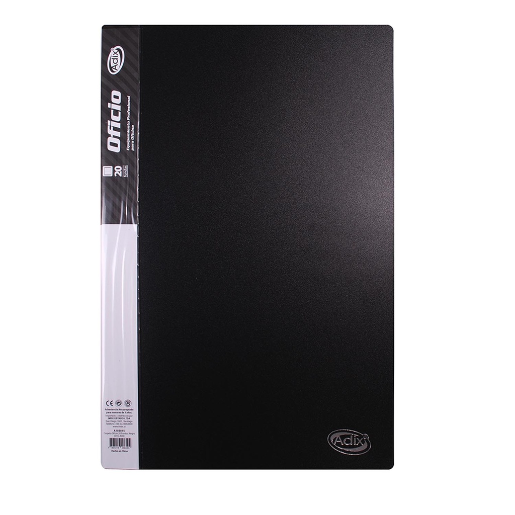 Carpeta Adix con 20 Fundas Color Negro (Oficio)