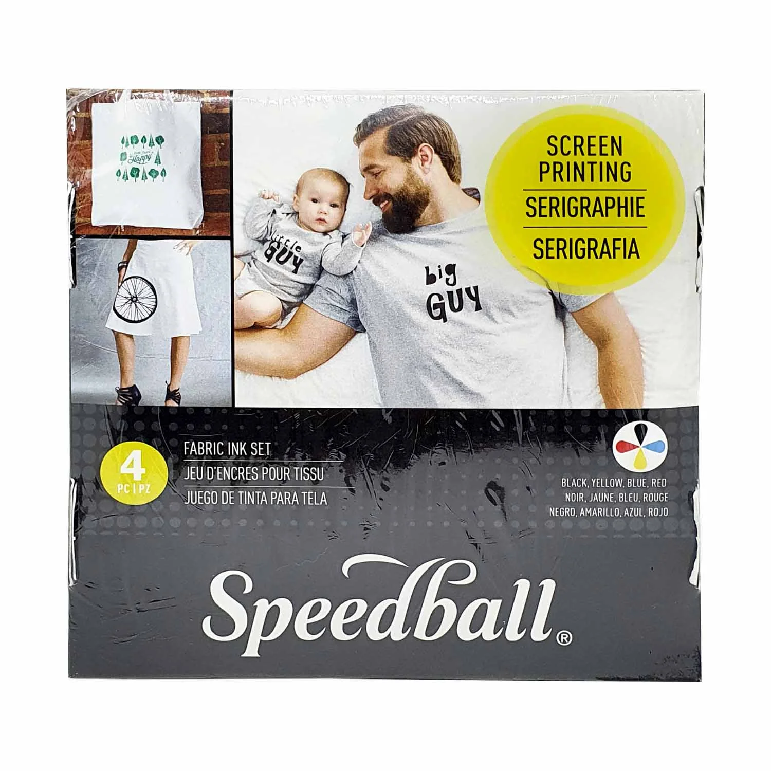 [45025] Set de 4 pinturas serigráficas para TELAS 120ml Primarios Speedball