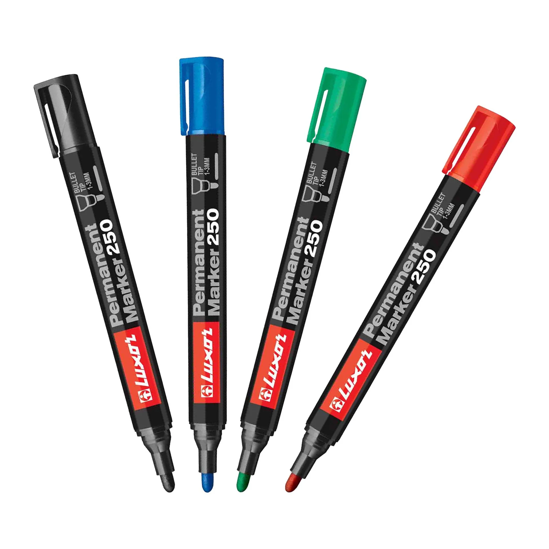 [#250RJ] Marcador Luxor Permanente Punta Redonda 1-3mm (Rojo)