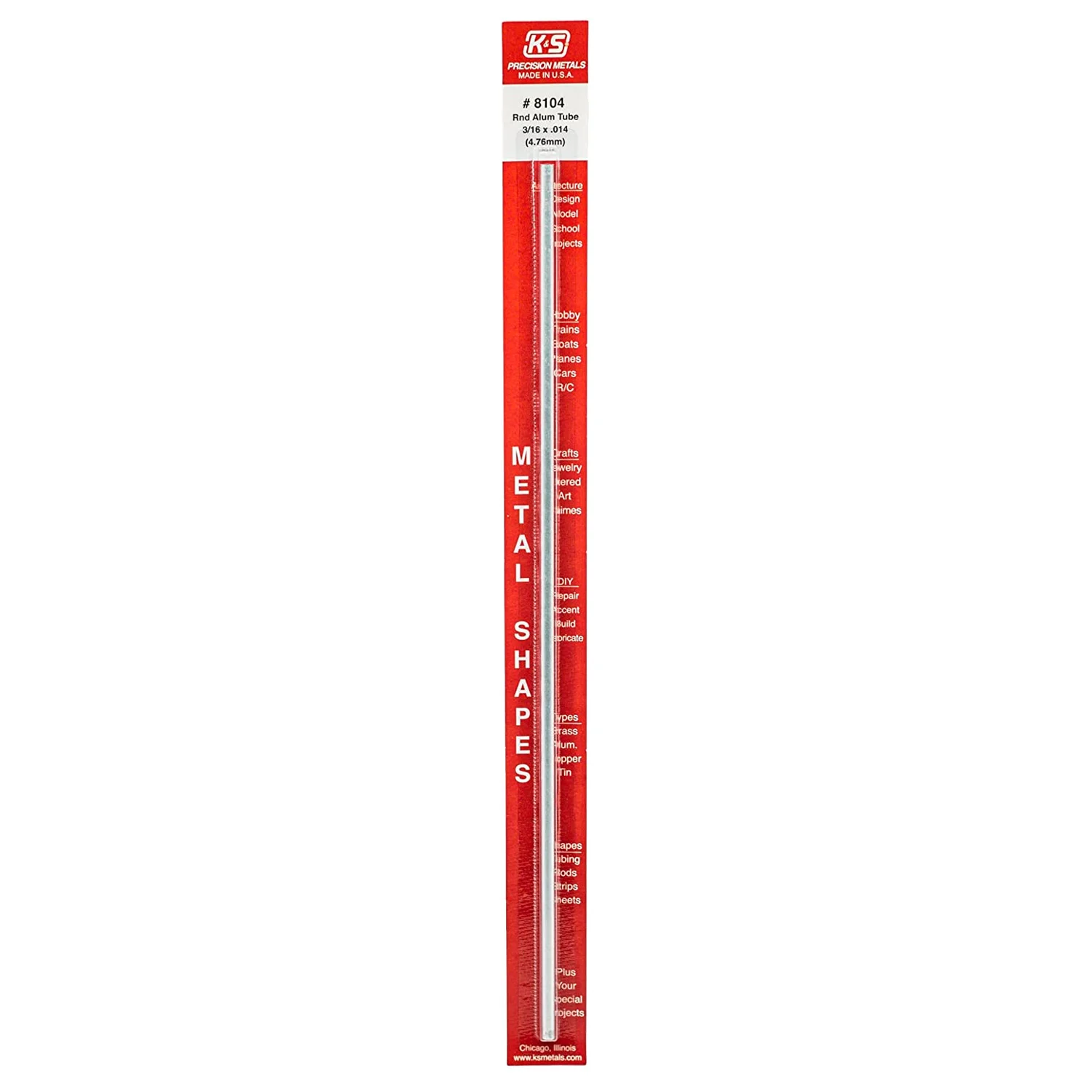 [#8104] Perfil Metálico K&S 30cm de Aluminio Redondo (1 pza) (4.76 mm)