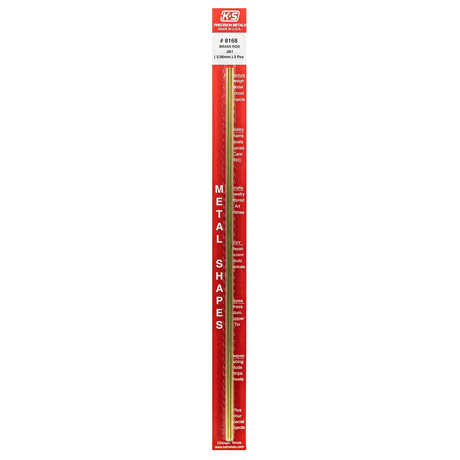 [#8168] Perfil Metálico K&S 30cm de Bronce Barra (3 pzas) (2,06mm)