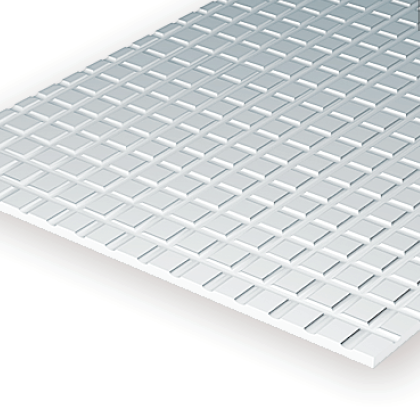 Lámina de poliestireno blanco 15x30cm Baldosa Cuadrada de 1.6mm (1ud)