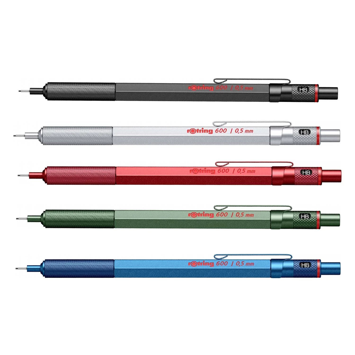 [2114264] Portamina Metálico Rotring 600 Punta 0.5mm (Rojo)
