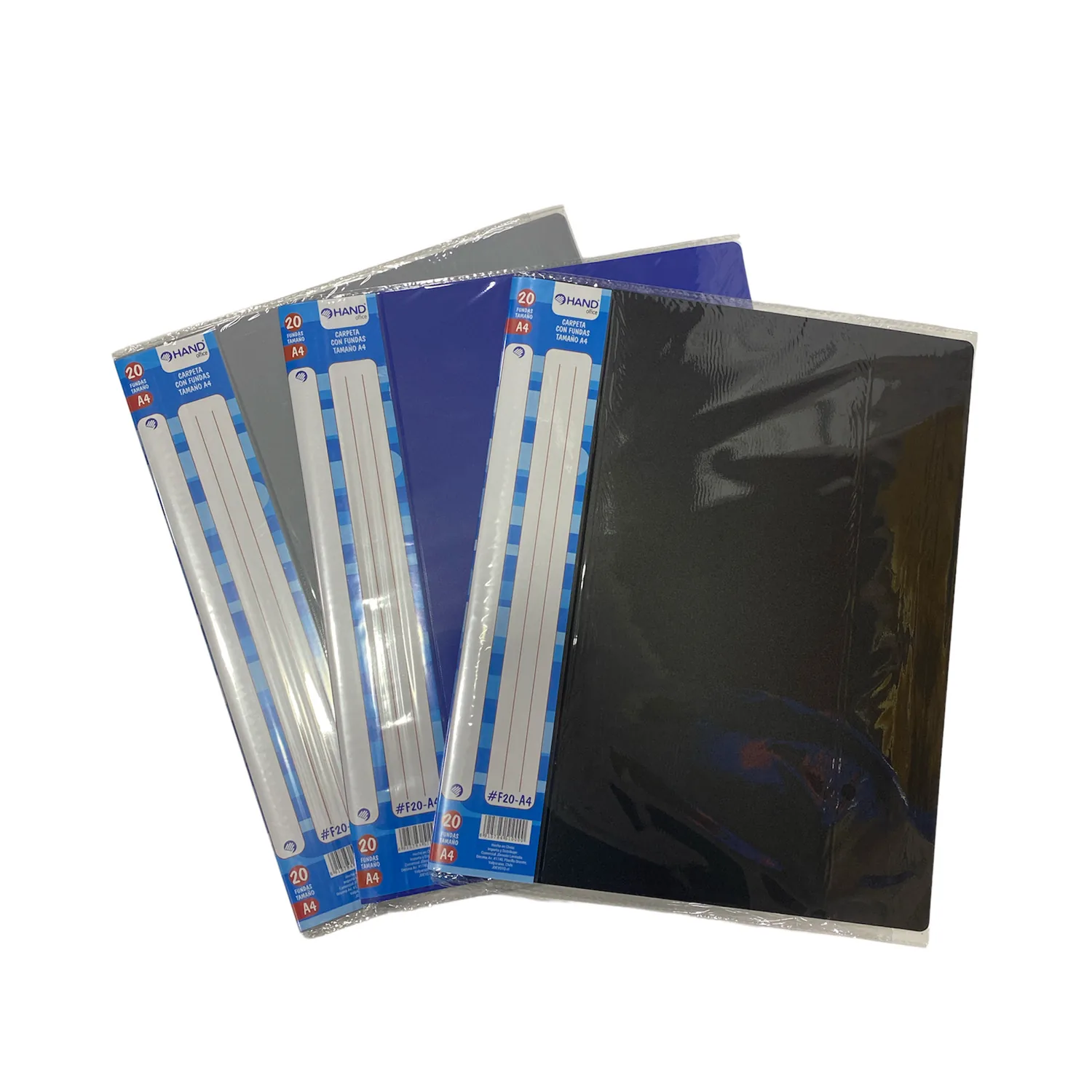 [F20-A4] Carpeta con 20 Fundas Transparentes (A4) Colores Surtidos