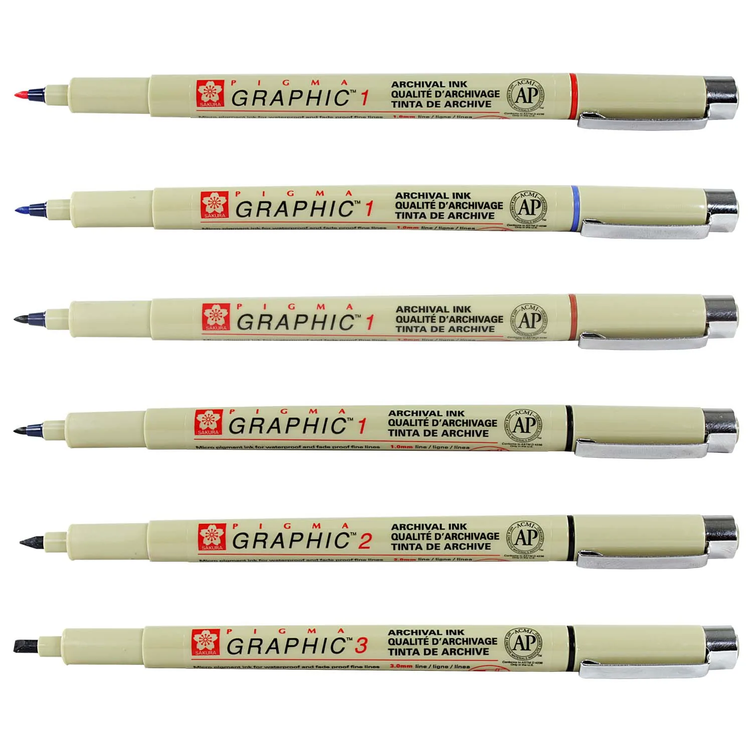 [XSDK1#19] Tiralínea Punta de Fibra Pigma Graphic Sakura 1mm (Rojo)