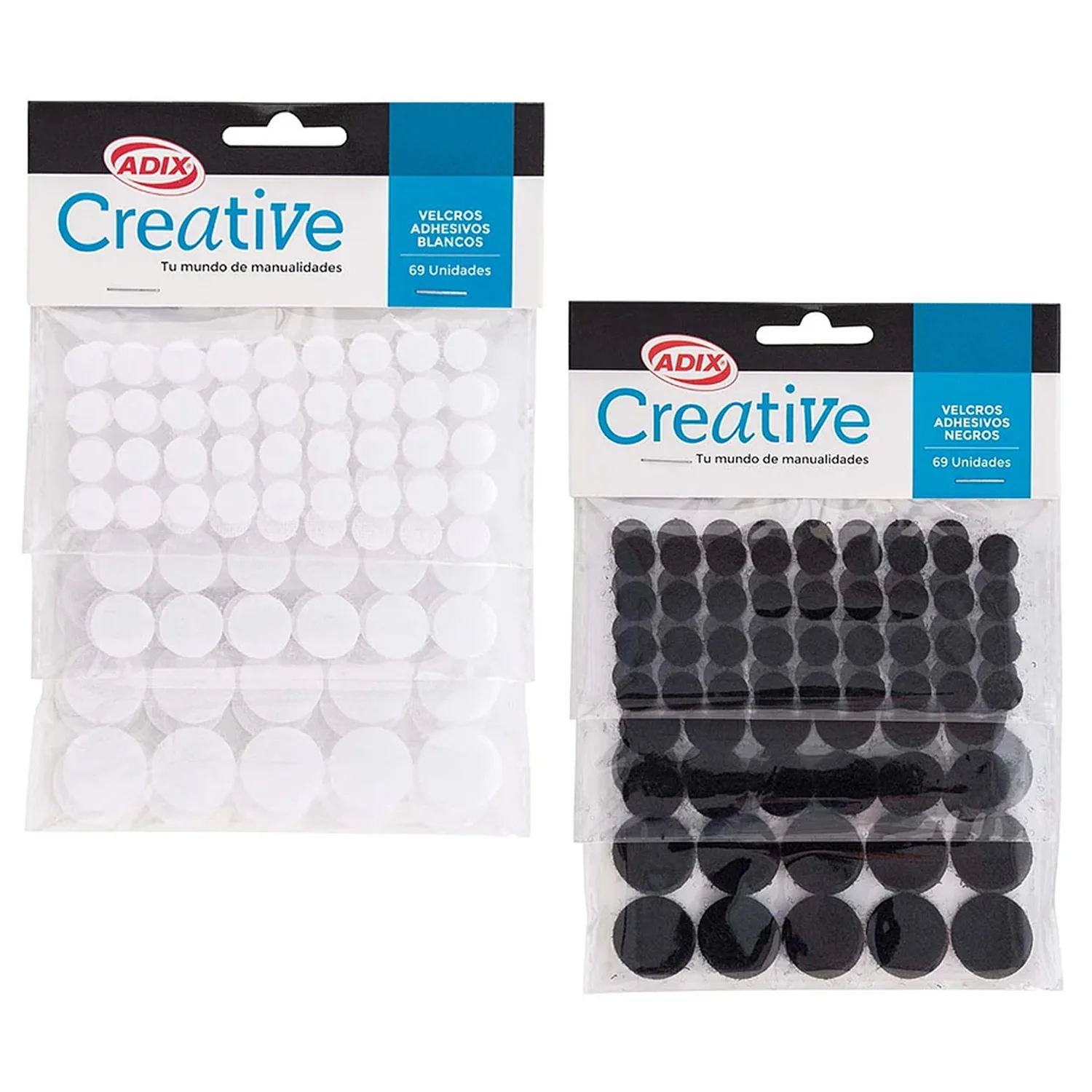 [C105010] Velcro Adhesivo Adix 3 tamaños 69ud (Negro)