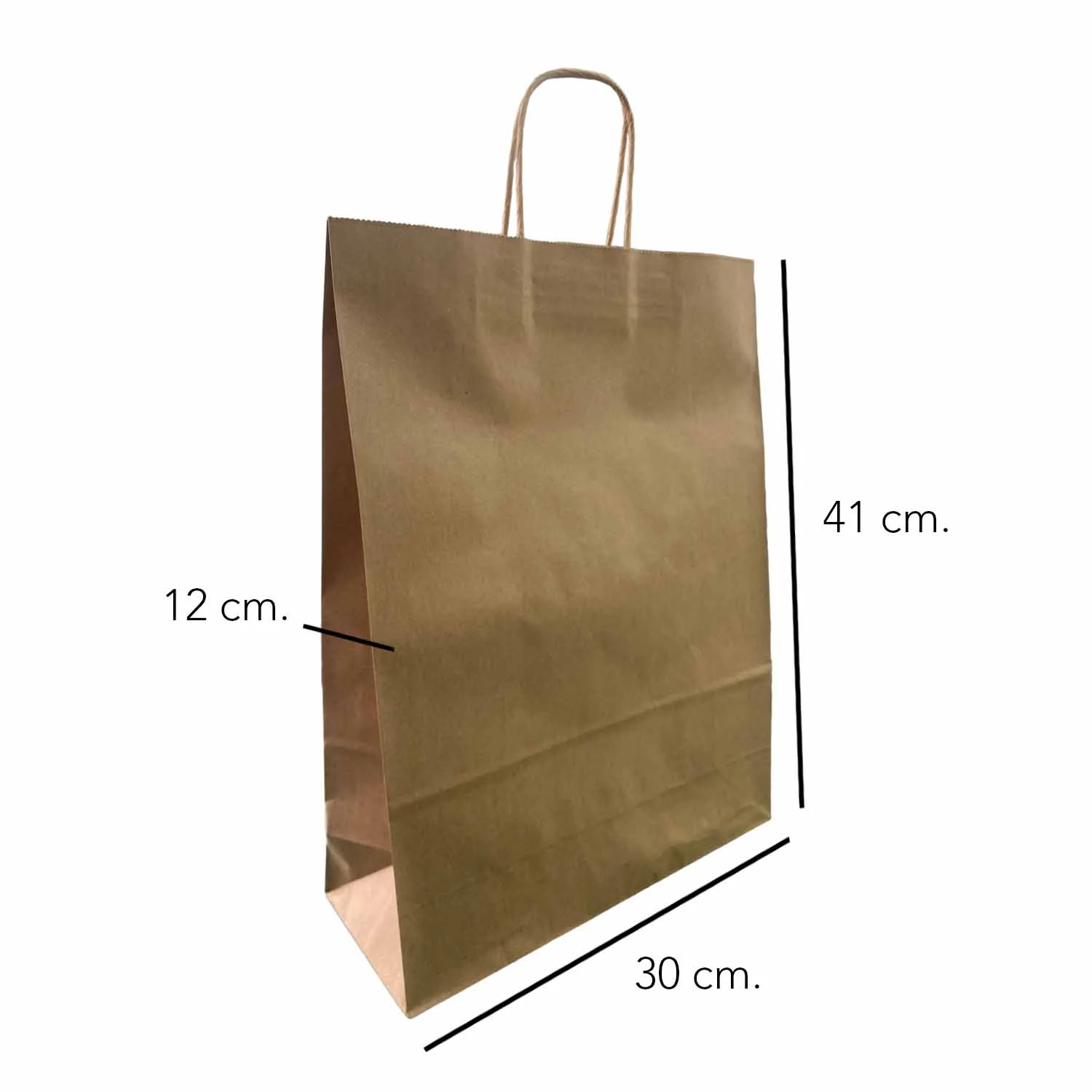 Bolsa de Papel Kraft regalo empaque con Manilla 30x41x12cm  (1ud)