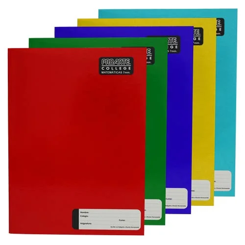 [18969-3] Cuadernos College tapa color liso 80hj (Cuadriculado 7mm)