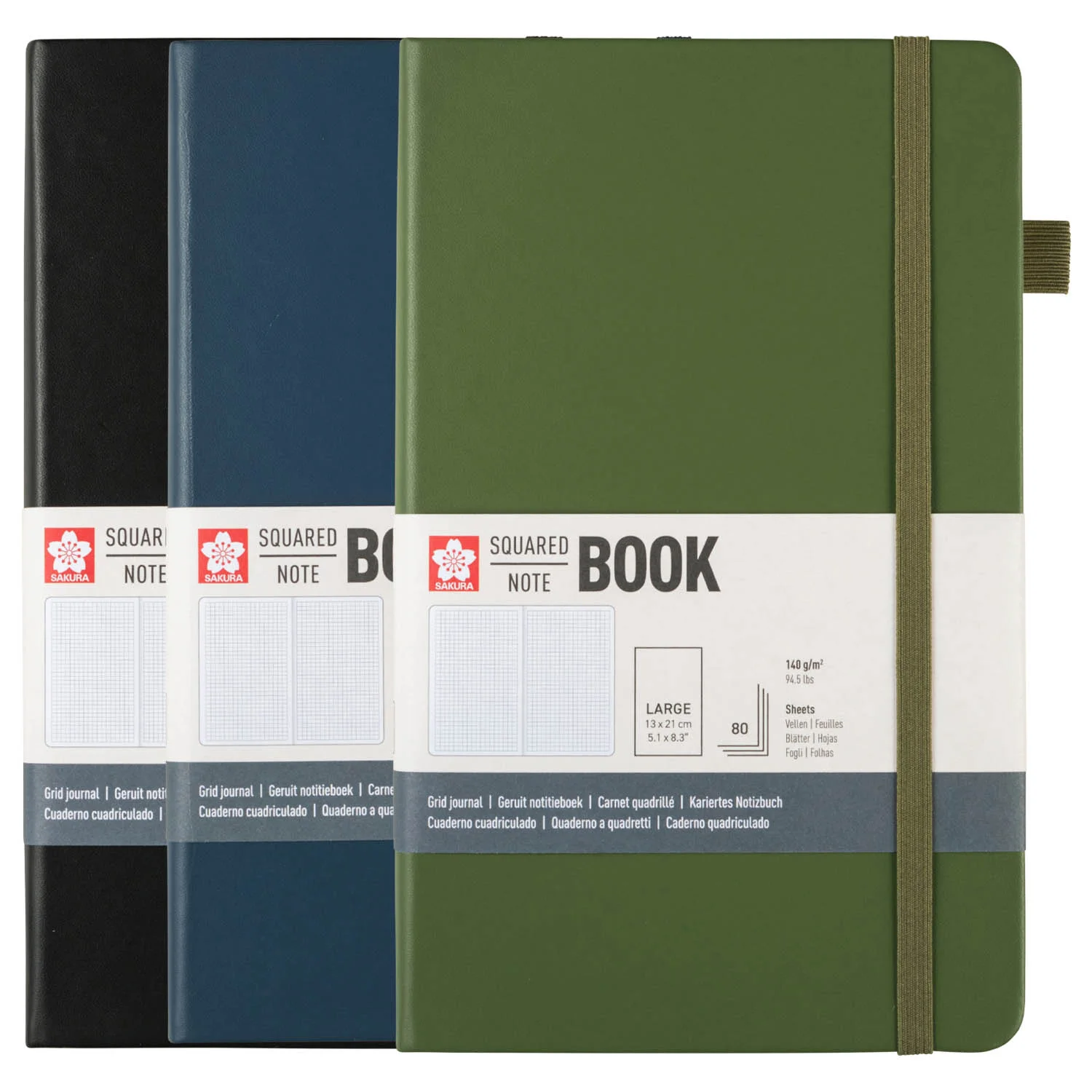 [94157103] Libreta Sketchbook Sakura Hoja Crema con Cuadros 13x21cm (Negro)