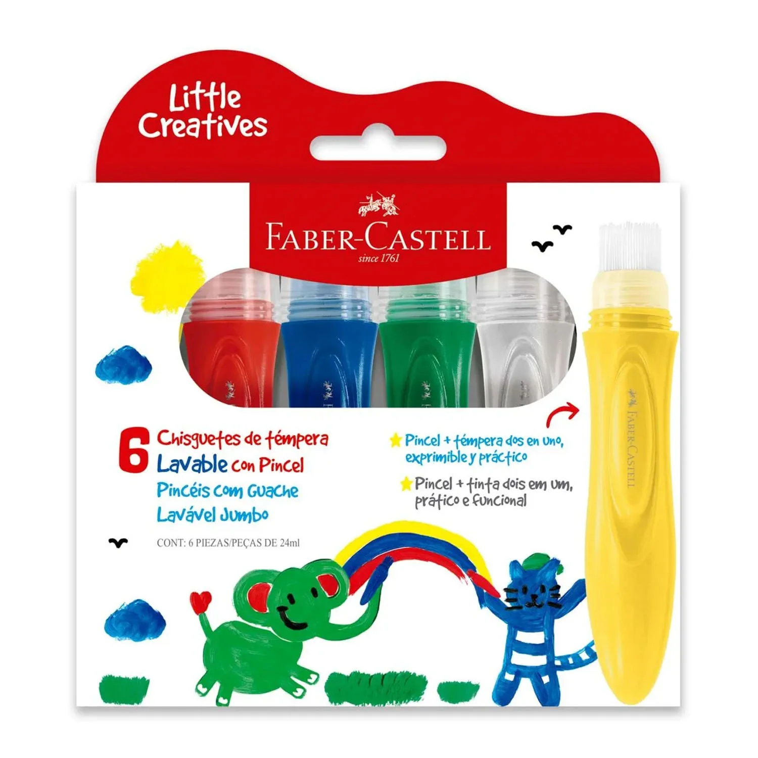 Chisguete de Témpera Faber Castell c/Pincel 6 colores