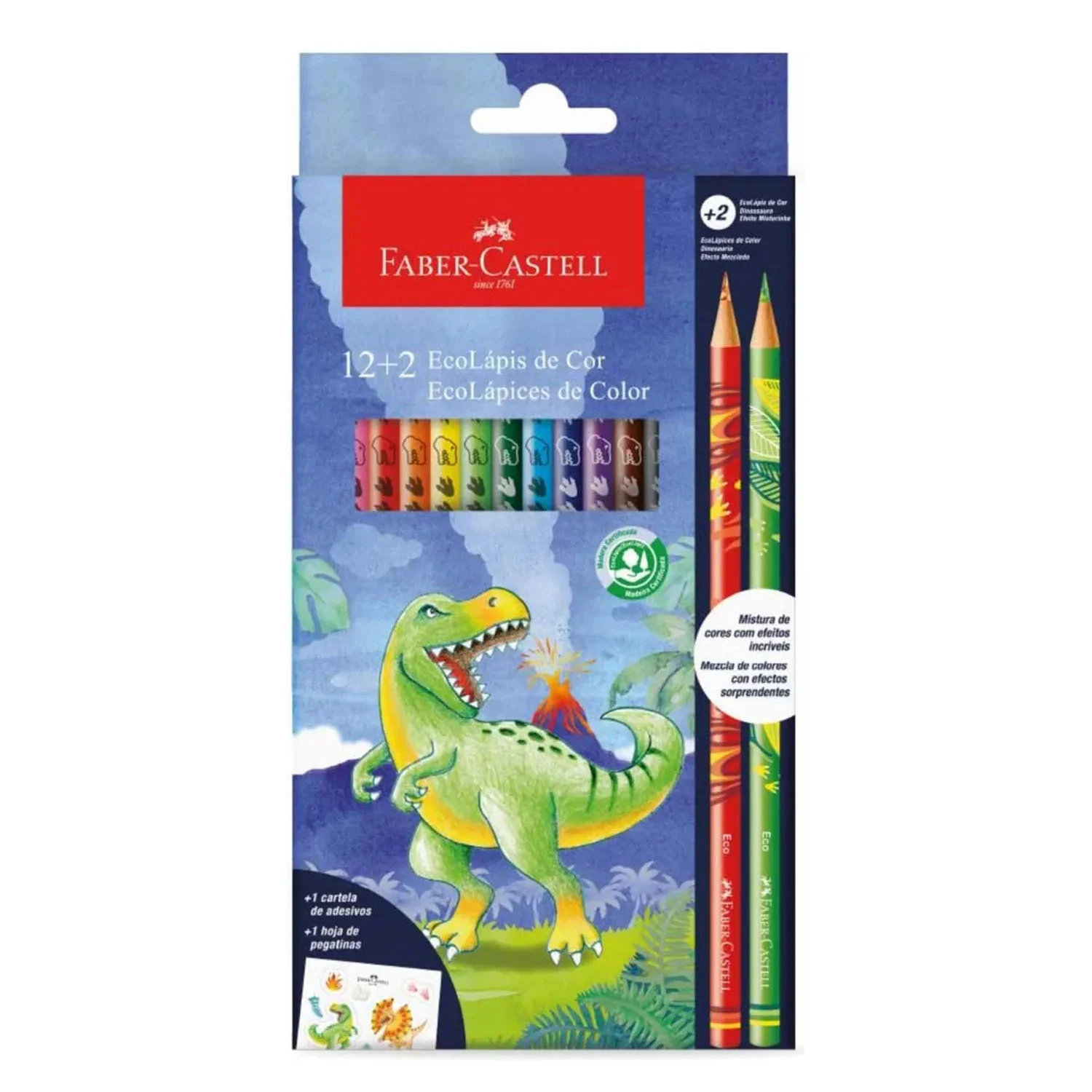 [210513] Lápices Faber-Castell Ecolápices Dinosaurio 12+2 Colores