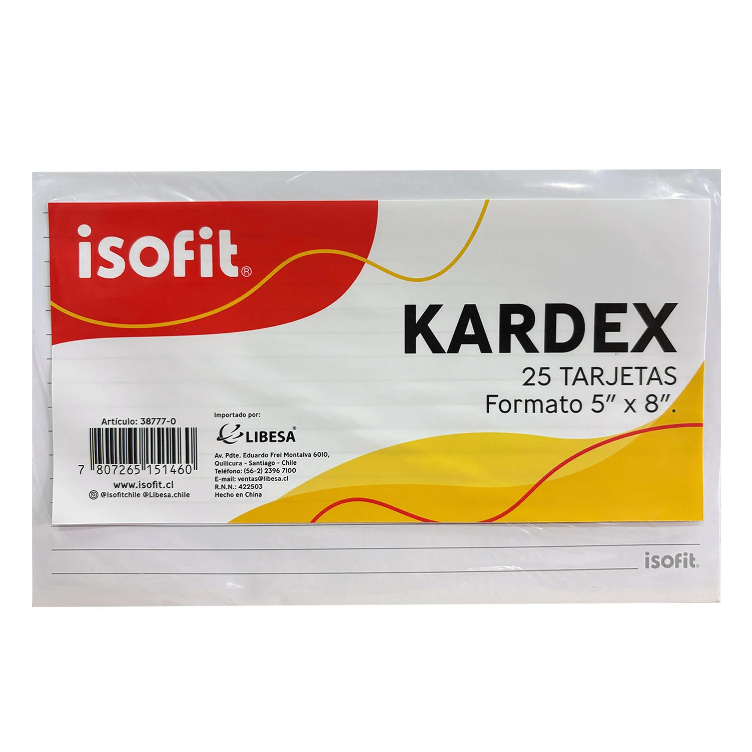 Tarjeta Kardex Isofit 5"x 8"(13x20cm) 25 Hojas