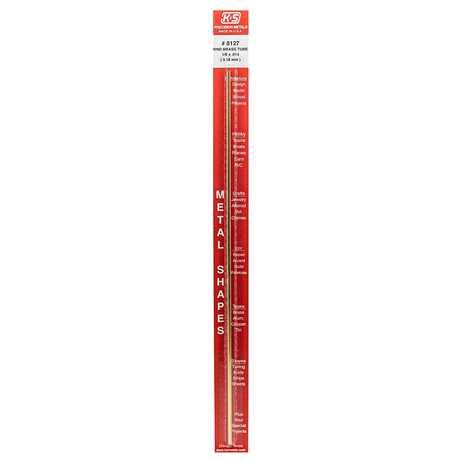 [#8127] Perfil Metálico K&S 30cm de Cobre Redondo (1 pieza) (3.18mm)