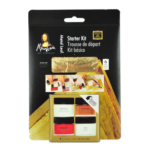 Kit básico de Pan de Oro Mona Lisa. 6 hojas + 4 frascos