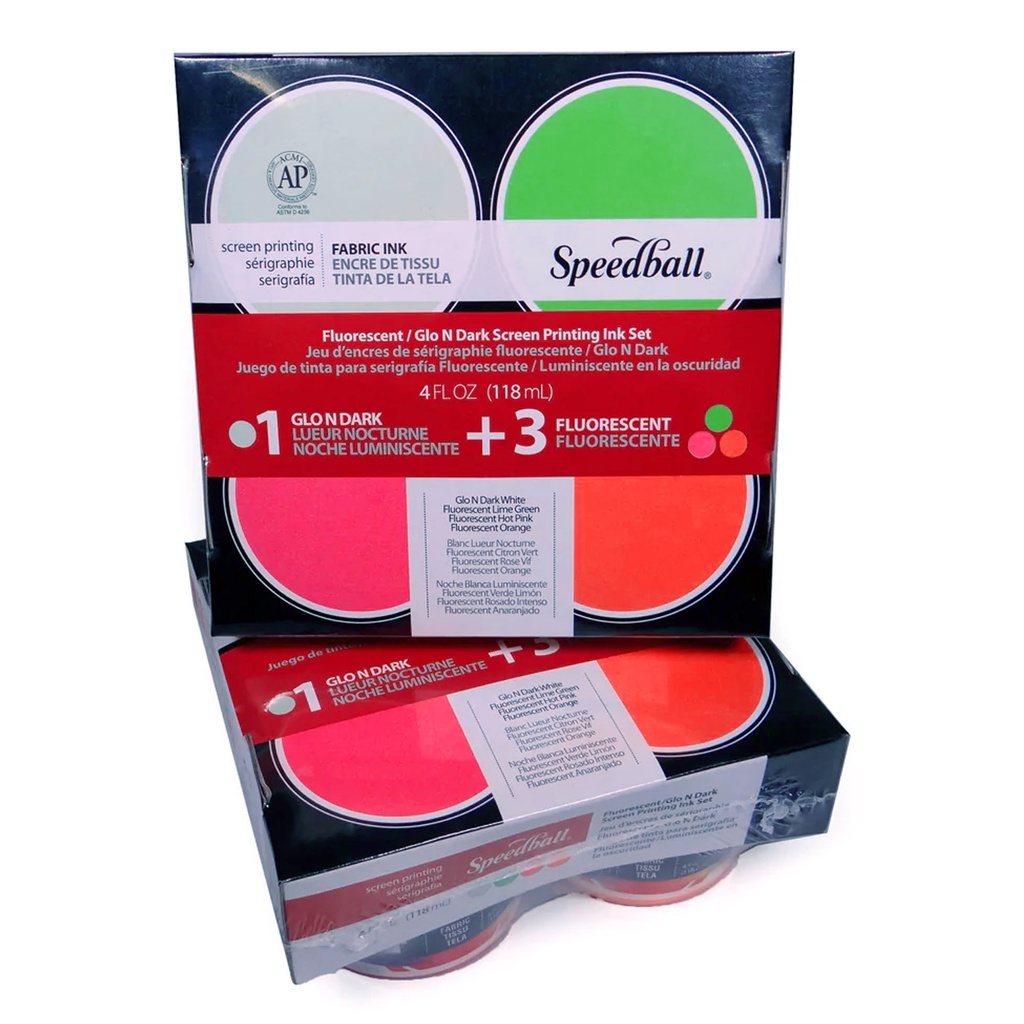 Set de 4 pinturas serigráficas 120ml Fluor y Glo N' Dark Speedball