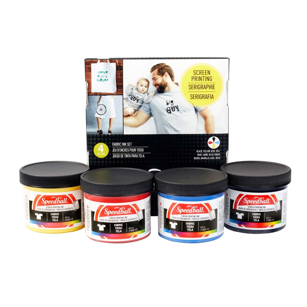 Set de 4 pinturas serigráficas para TELAS 120ml Primarios Speedball