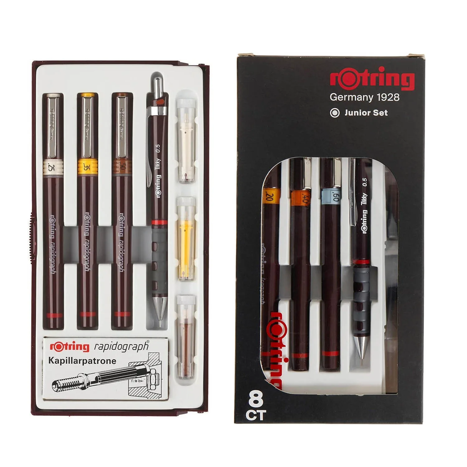 [S0699480] Tiralíneas Recargables Rotring Rapidograph (Junior) (0.25/0.35/0.5mm+1)