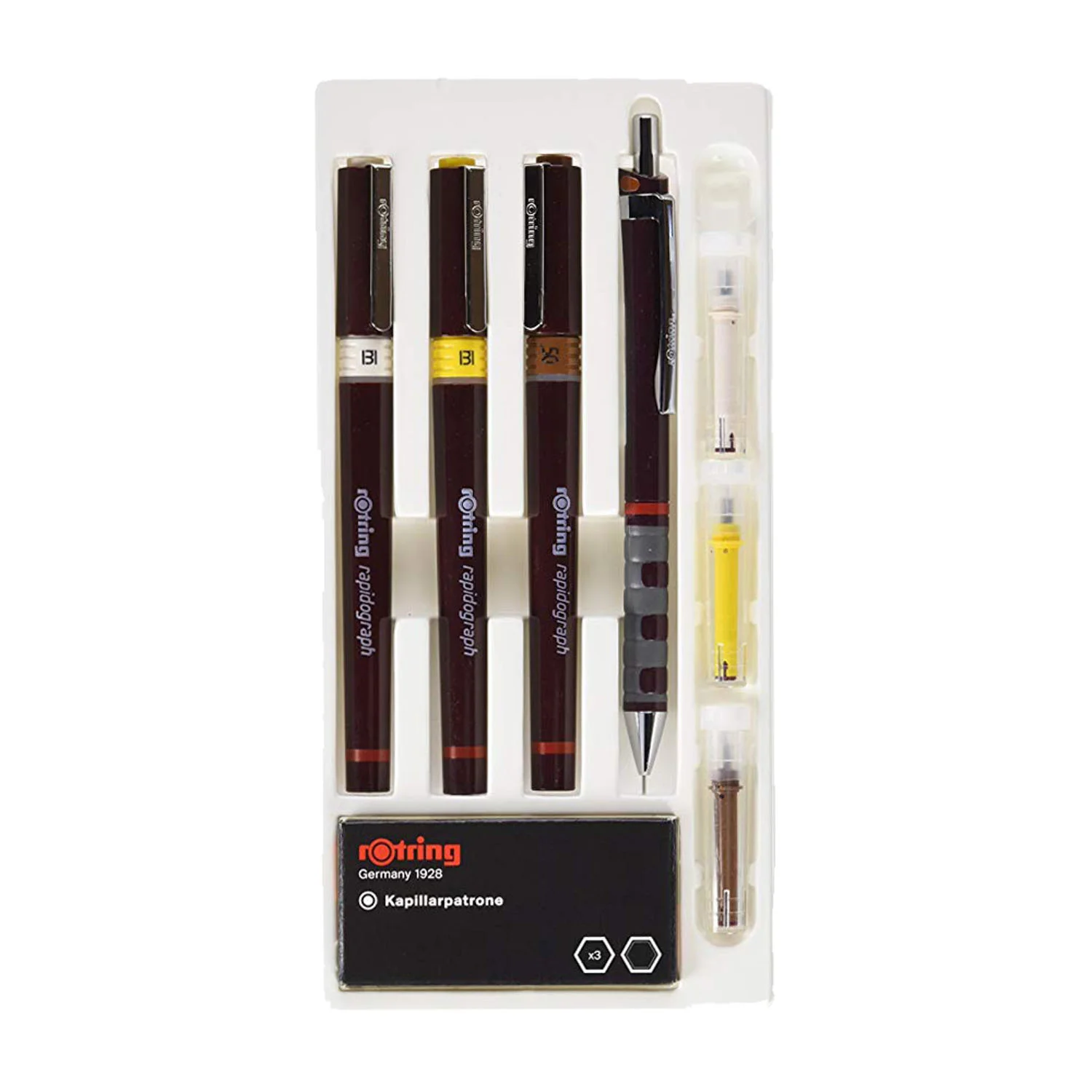 [S0699480] Tiralíneas Recargables Rotring Rapidograph (Junior) (0.25/0.35/0.5mm+1)
