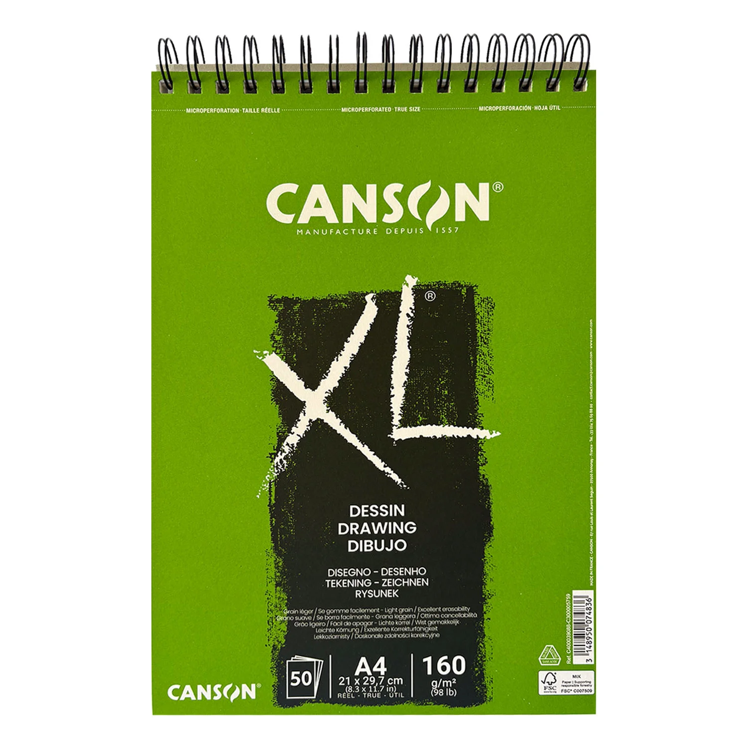 Croquera Dibujo Canson XL Dessin A4 160gr 50Hj