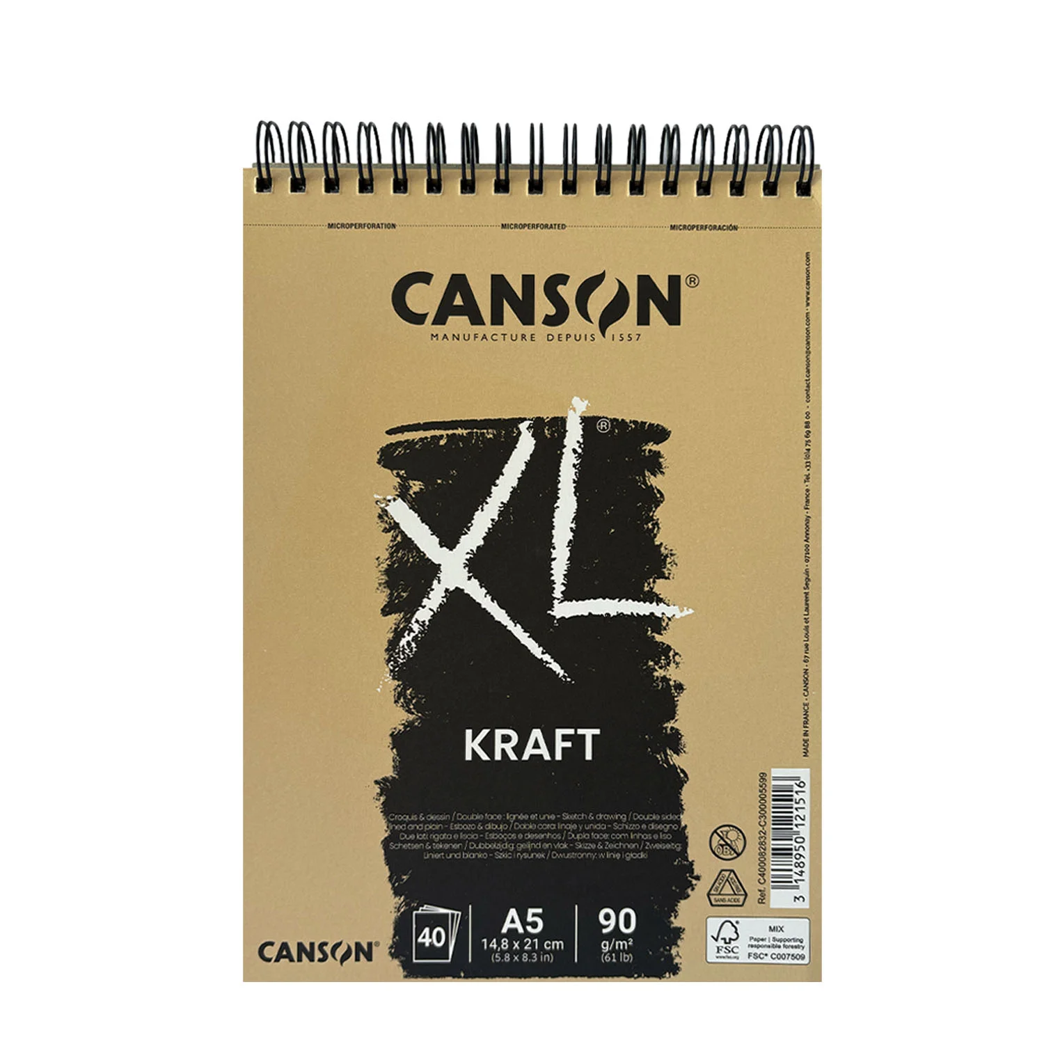 Croquera Dibujo Canson XL Kraft A5 90gr 40Hj