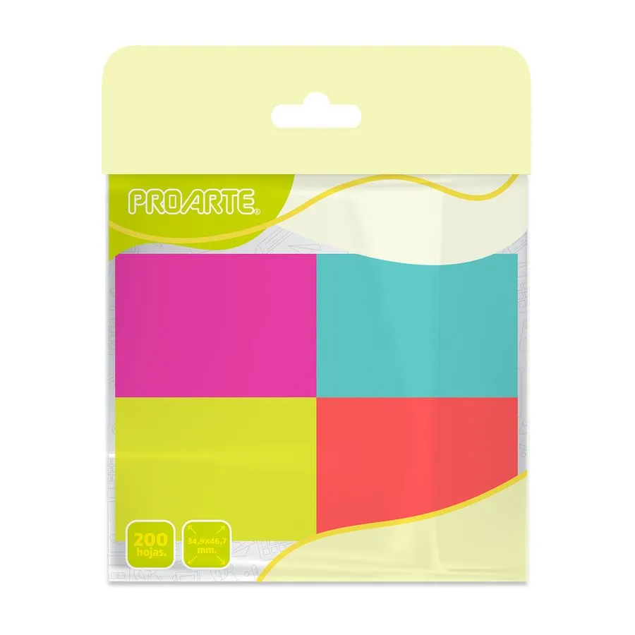 Notas adhesivas Proarte 4 colores 35x47mm 200hj