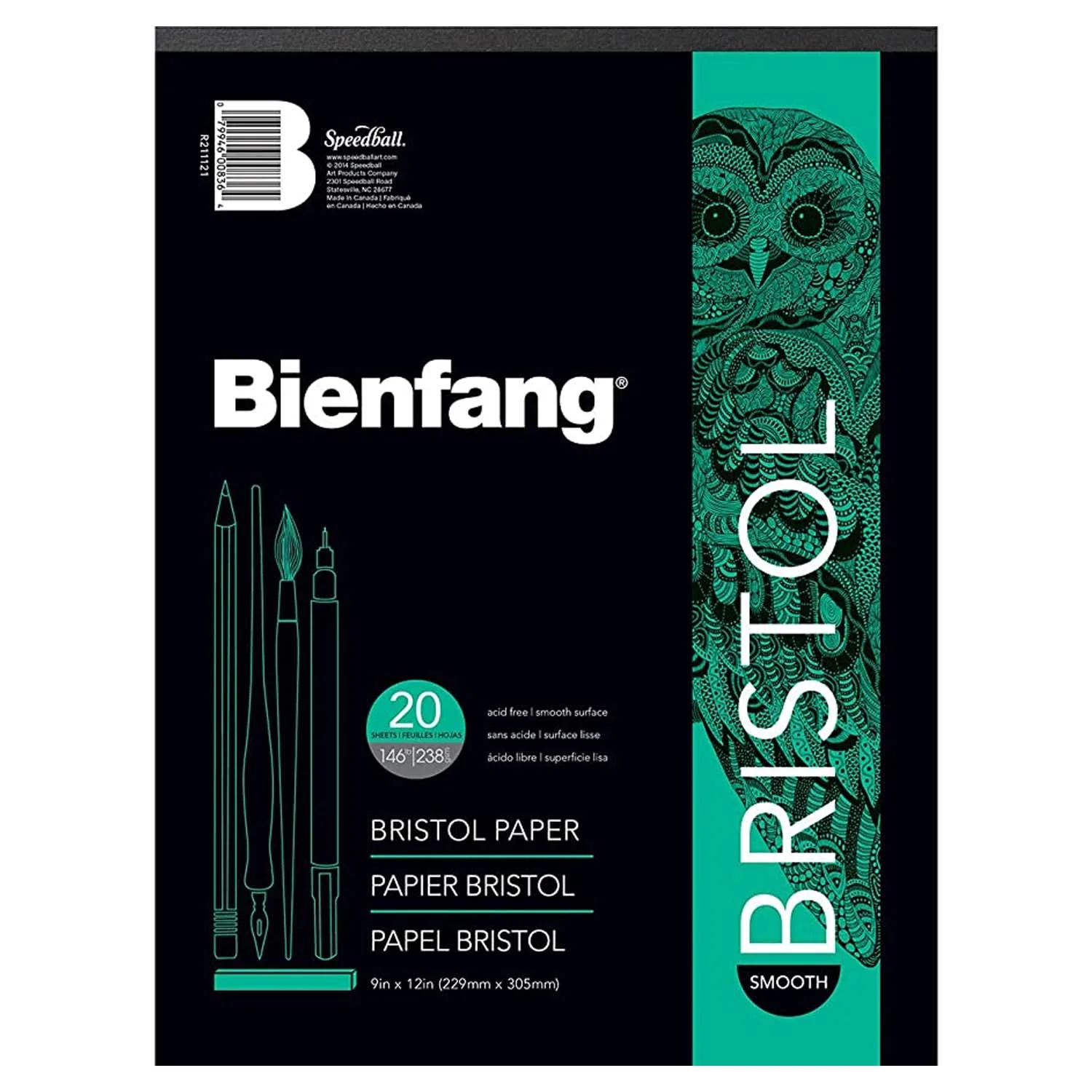 Block Bienfang Papel Bristol Ultra Liso 22x30cm 210gr. 20hj