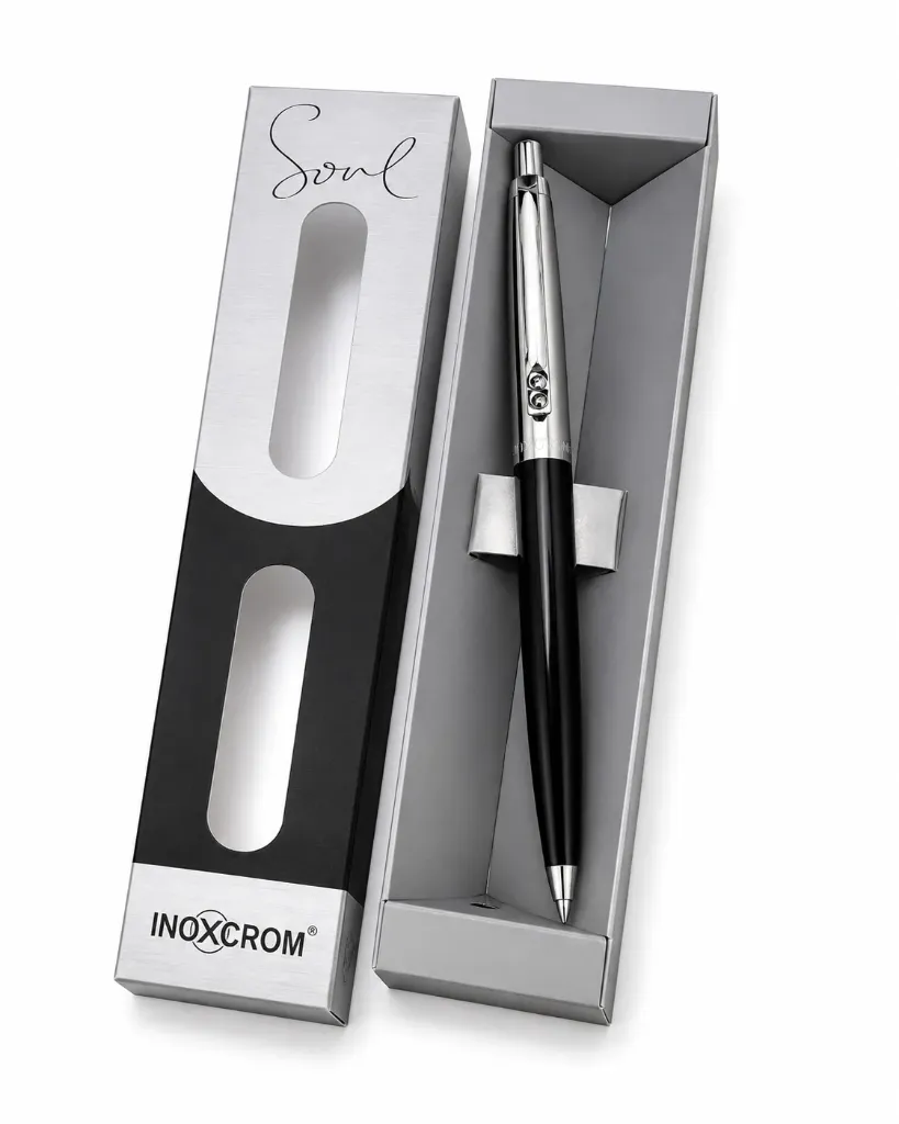 Bolígrafo Inoxcrom Soul Punta Media Tinta Azul Negro con Caja