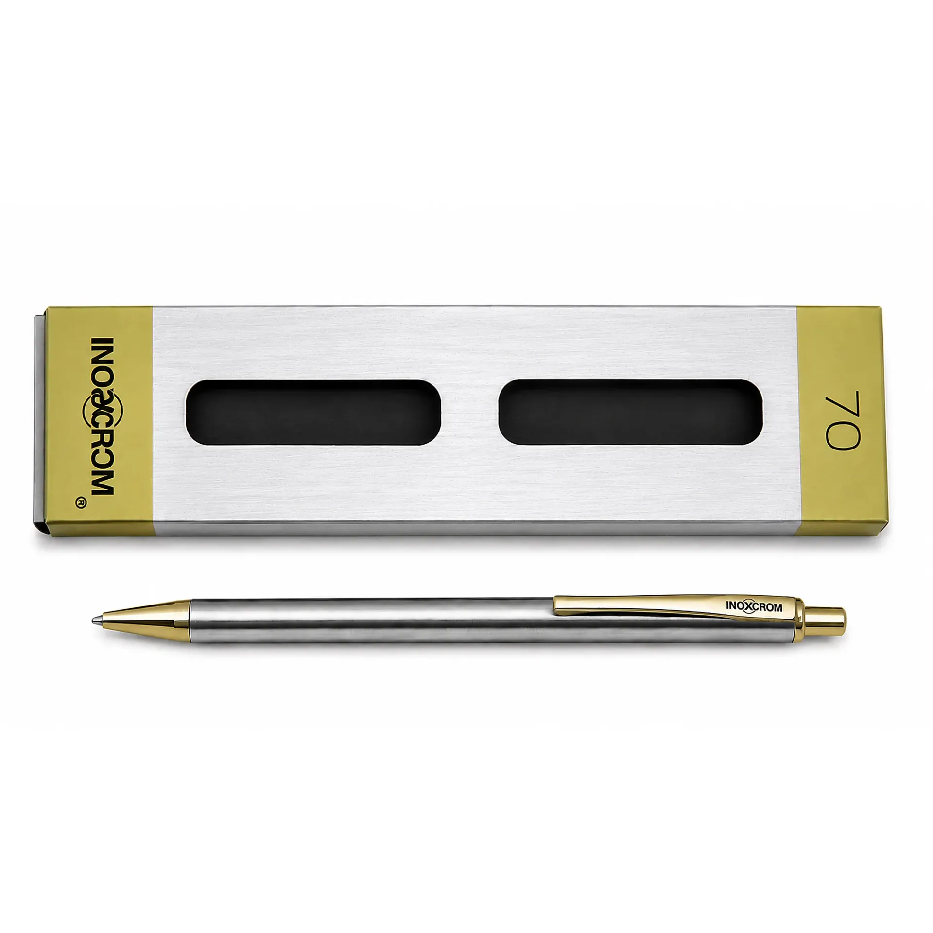 Bolígrafo Inoxcrom Inox70 Dorado Punta Media Tinta Azul