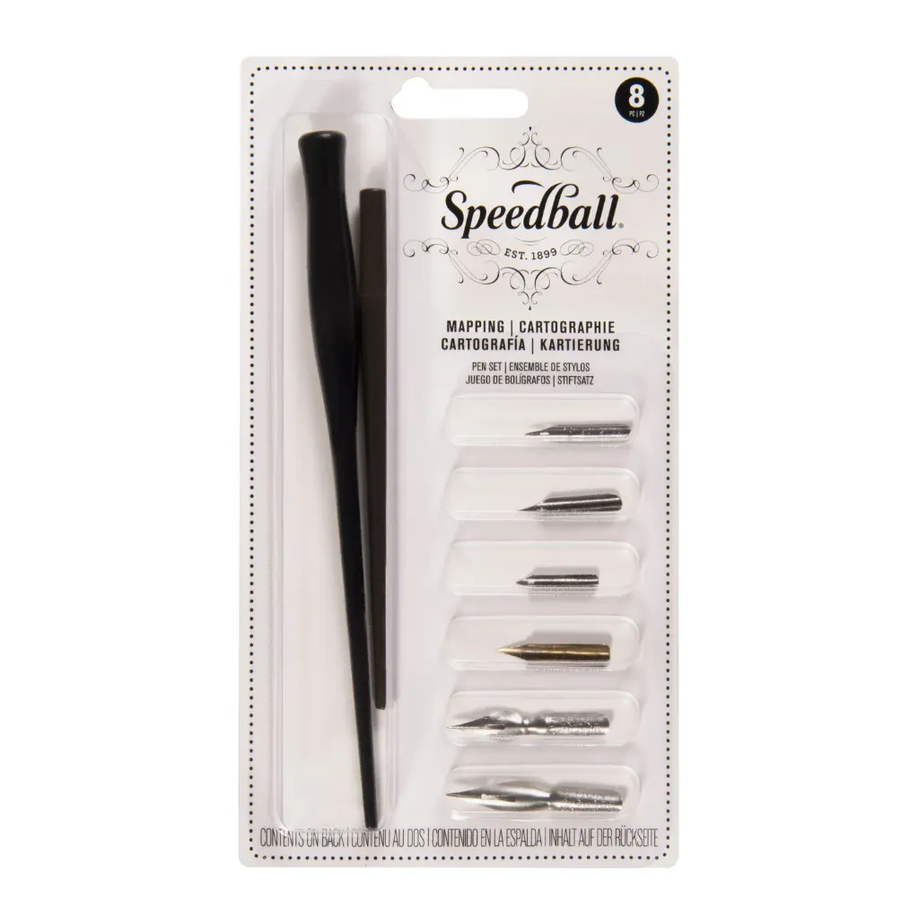 Set de Plumillas Speedball Caligráficas Mixtas Cartografía