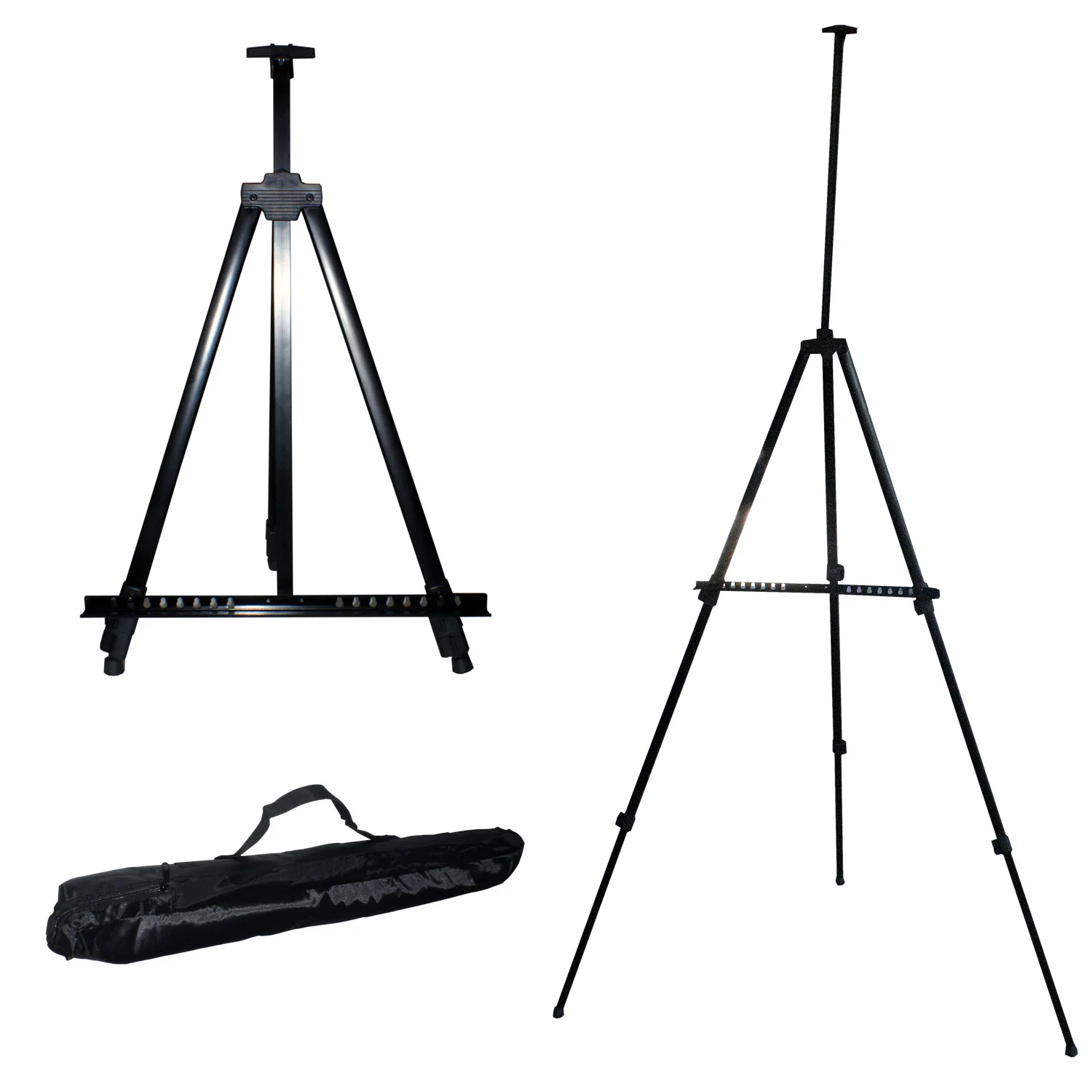 Atril de Aluminio Negro Plegable de 170cm con Estuche Transportador
