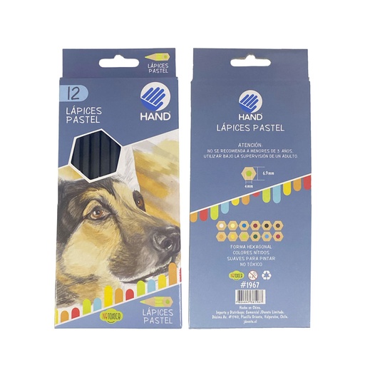 Lápices Pastel Seco 12 colores Hand