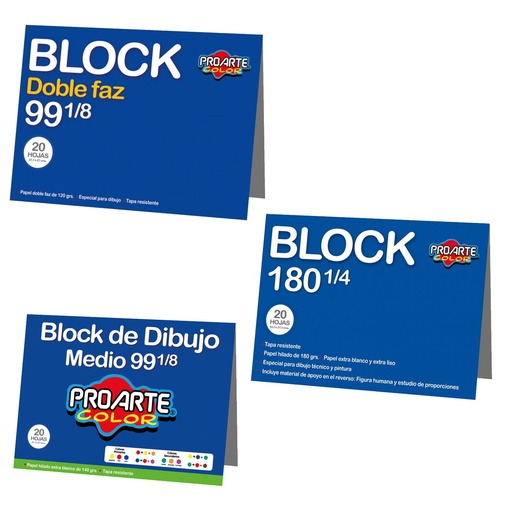 Blocks de dibujo Proarte varios tamaños y gramajes