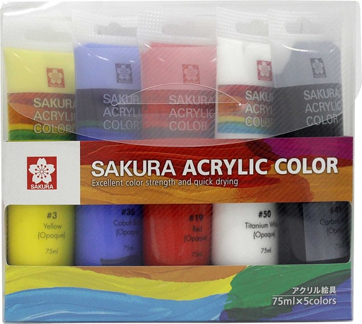 Pintura Acrílica Sakura en Tubo 75ml (5 Colores)