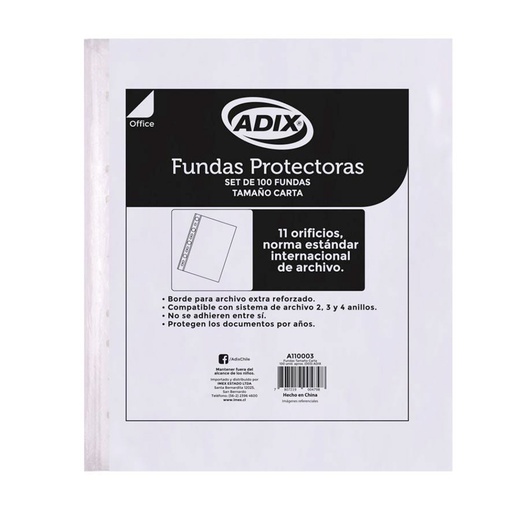 Funda Plástica Transparente Adix para Archivador Carta(10ud)