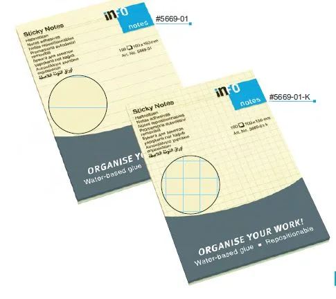 [#5669-01-K] Notas Adhesivas Info Amarillo Cuadros 100X150mm (100hj)
