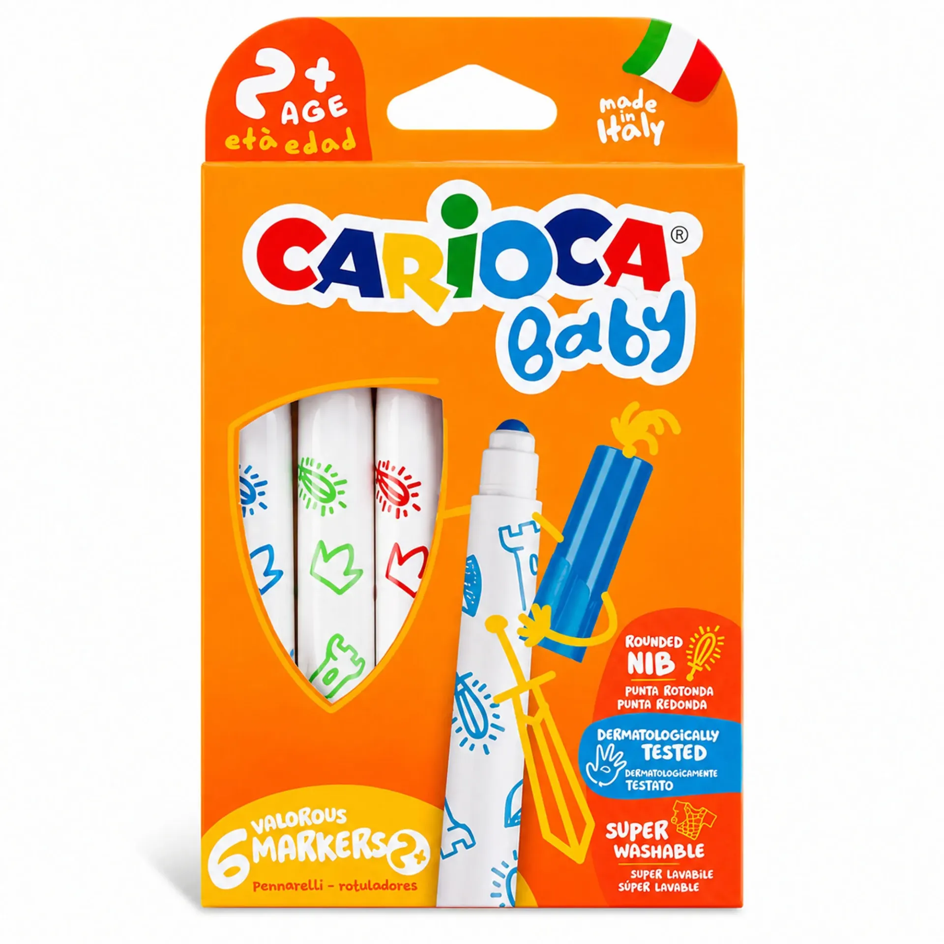 Plumones Carioca Baby Lavable (6 colores)