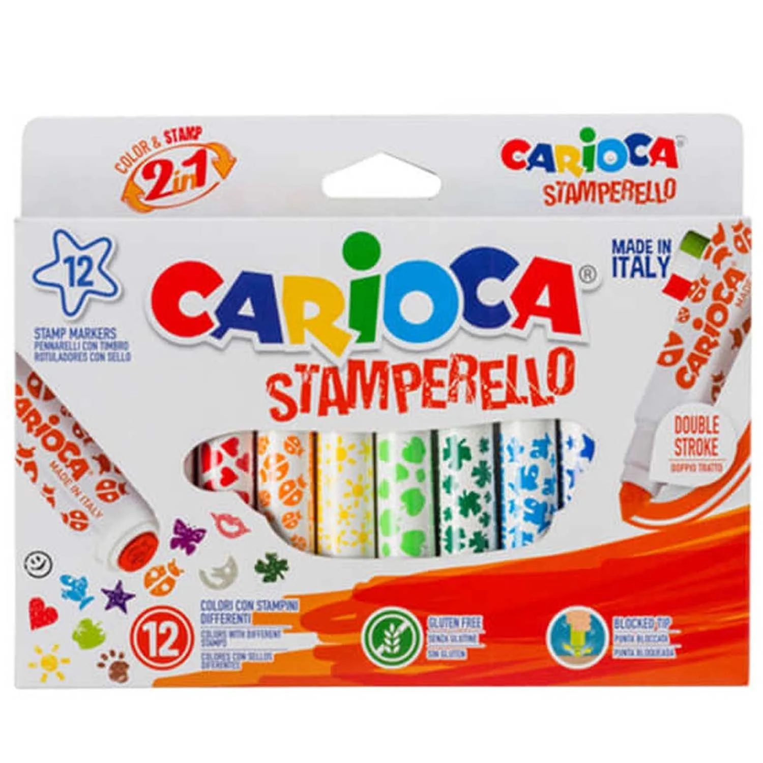 Plumones Carioca Stamperello doble punta con sello(12 colores)