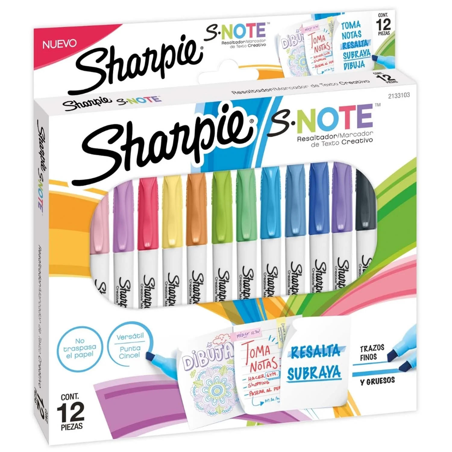 Destacadores Sharpie S-Note 12 colores Permanente