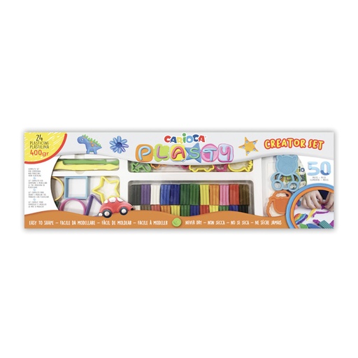 Set Plasticina Carioca 12 colores 400gr + Herramientas de molde