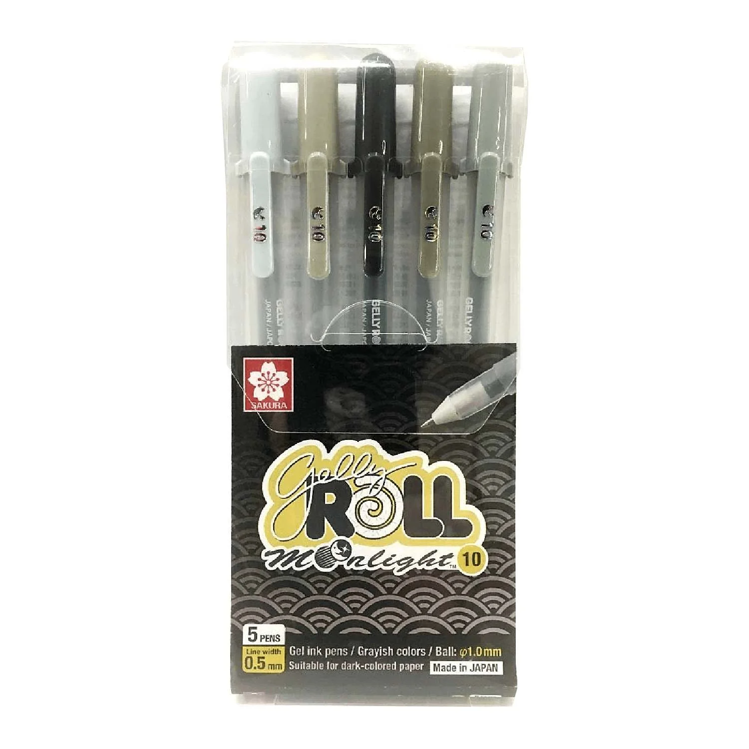 [XPGB-5ML10] Lapiz Gel Gelly Roll Sakura Moonlight 5 Colores Grises