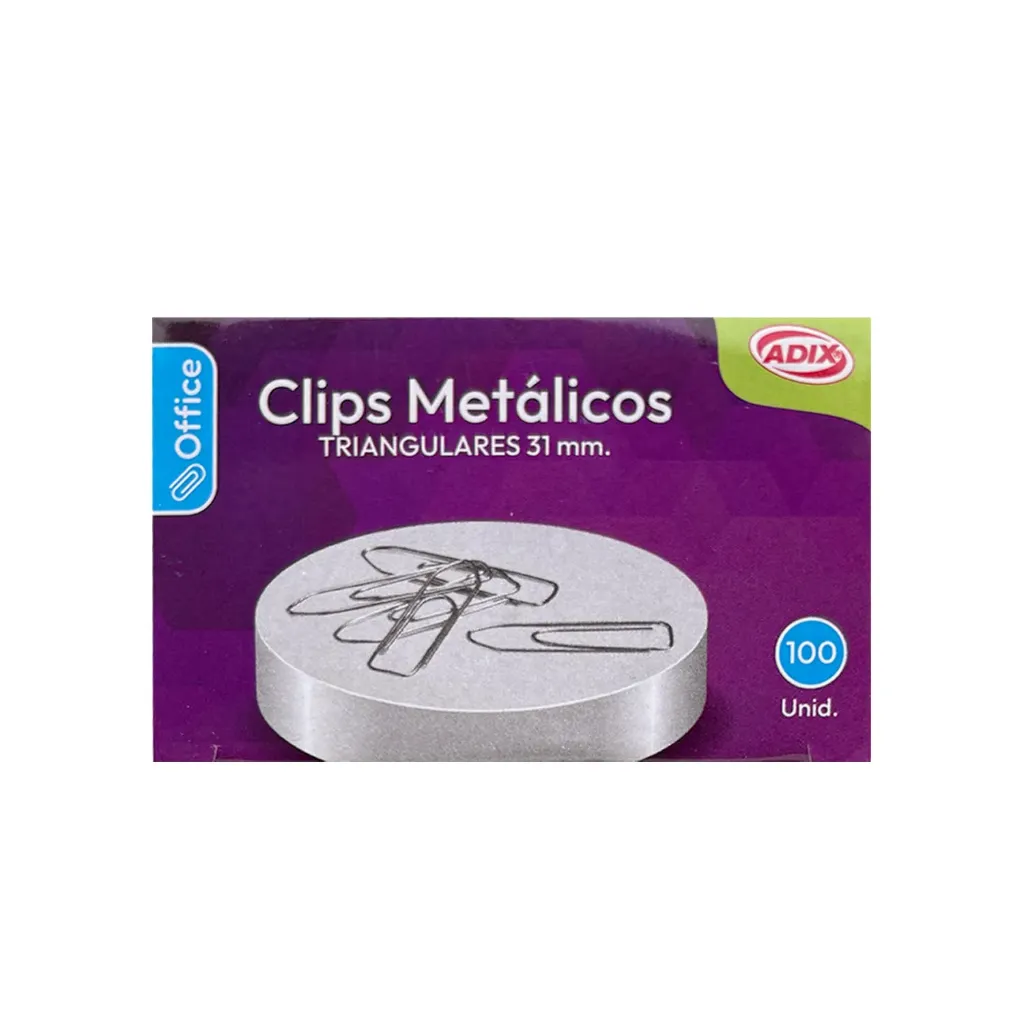 [A202011] Clips Metálicos Adix 31mm Triangulares 100 uds.