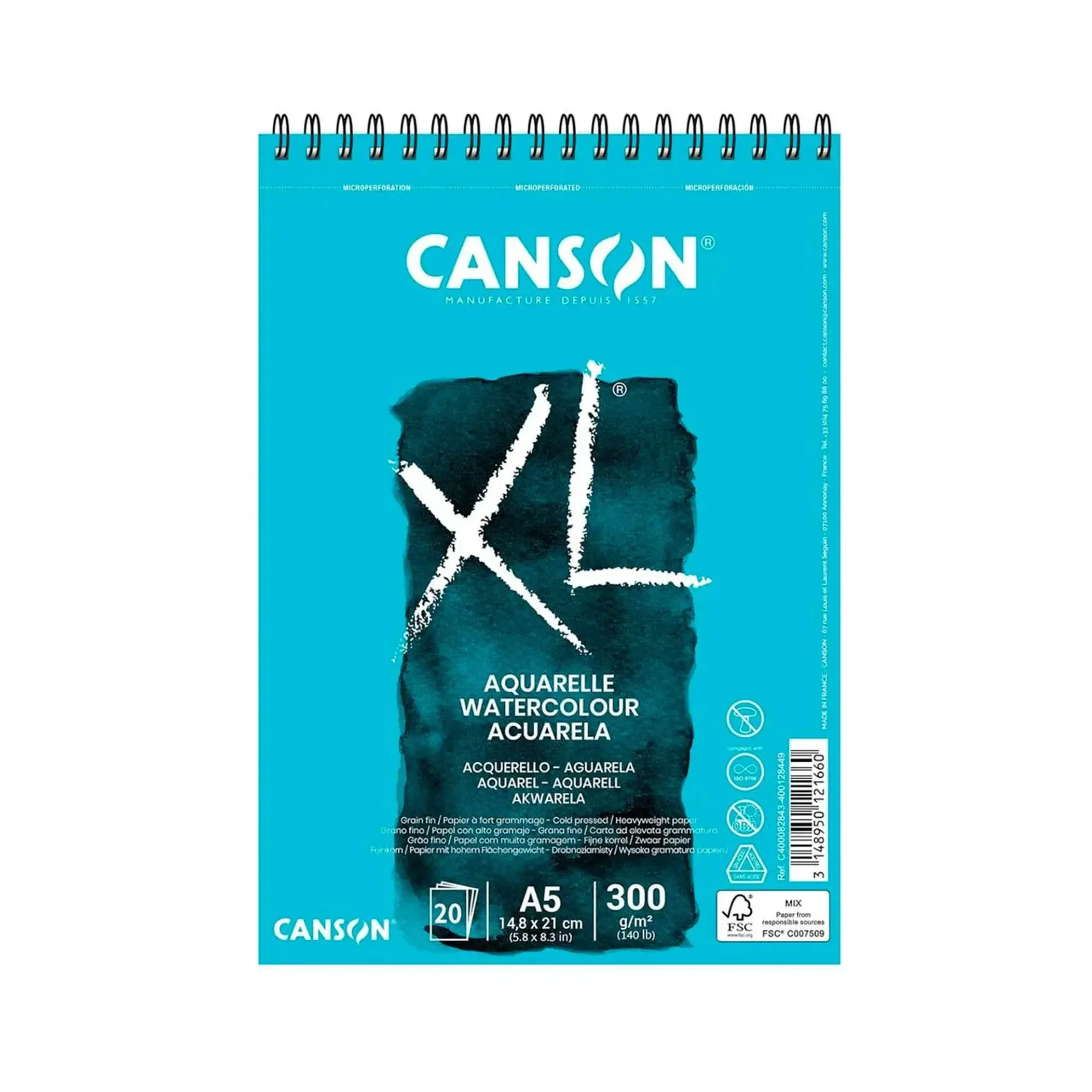 [82843] Croquera Canson XL Aquarelle 300gr 20 hjs A5(14.8x21cm)