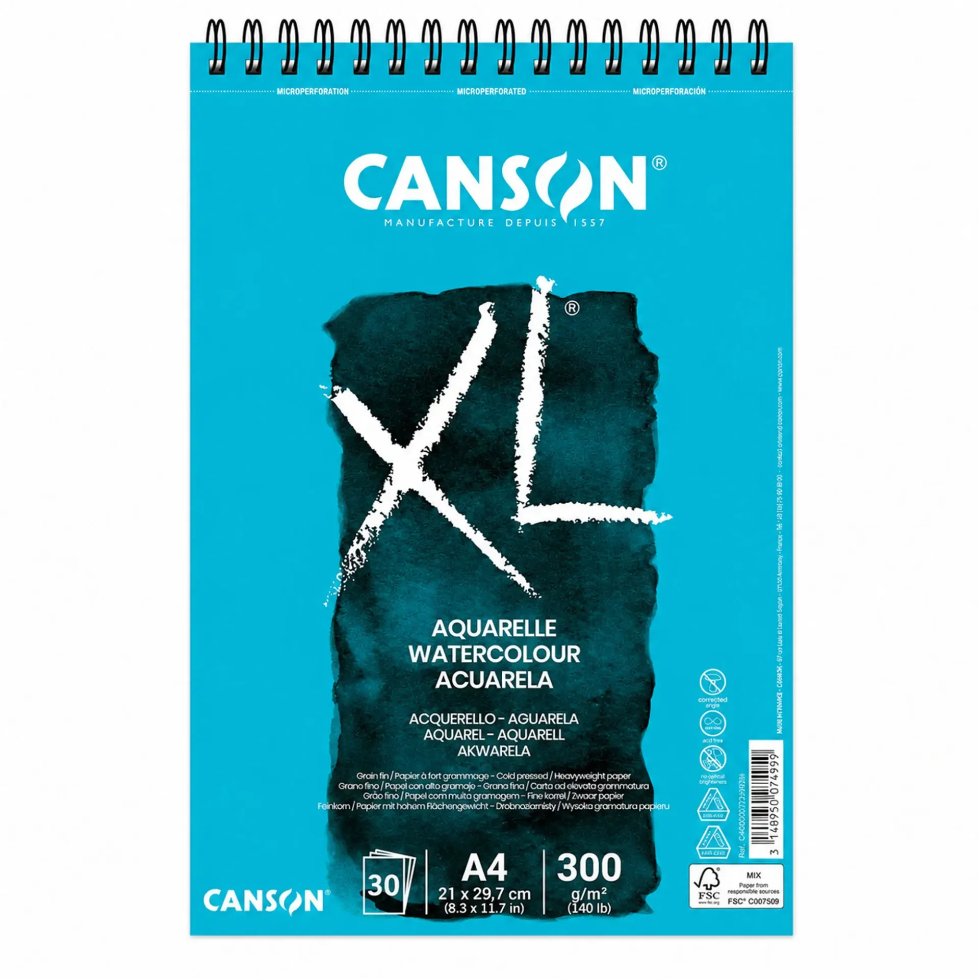 [39170] Croquera Canson XL Aquarelle 300gr 30 hjs A4 (21x29.7cm)