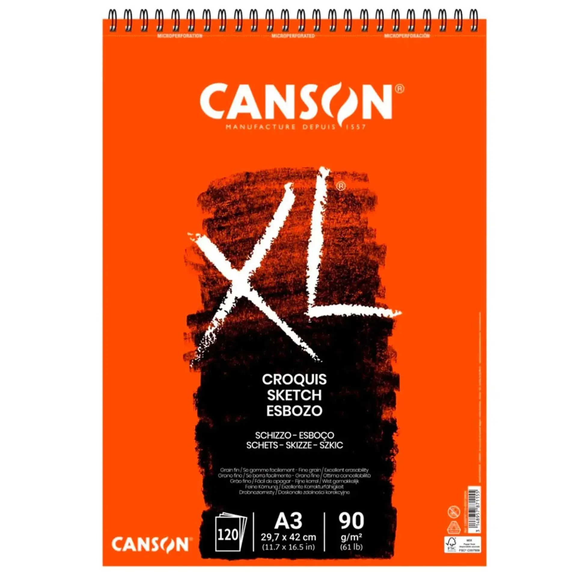 [787115] Croquera Canson XL Croquis 90gr 120 hjs A3 (29.7x42cm)
