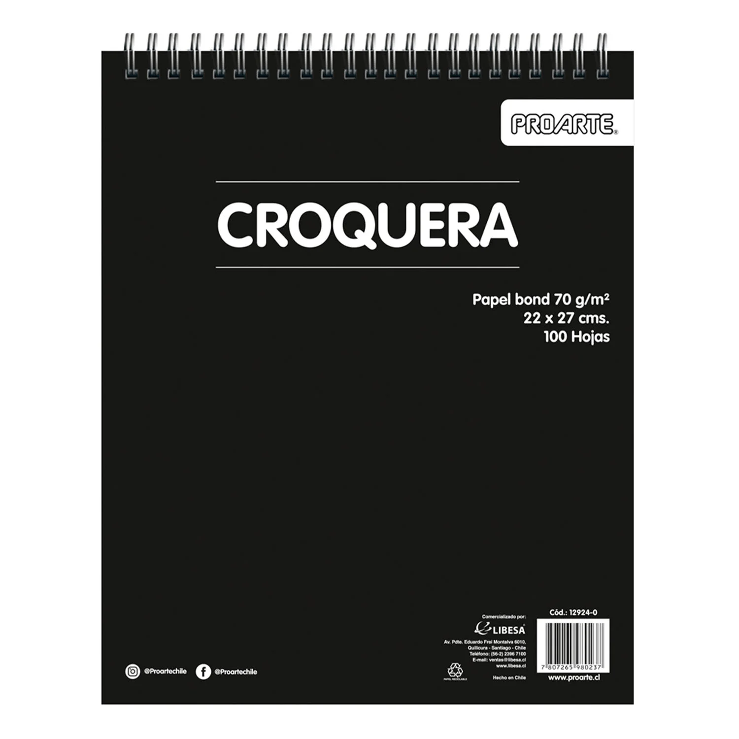 [12924-0] Croquera Proarte 22X27cm 100hjs