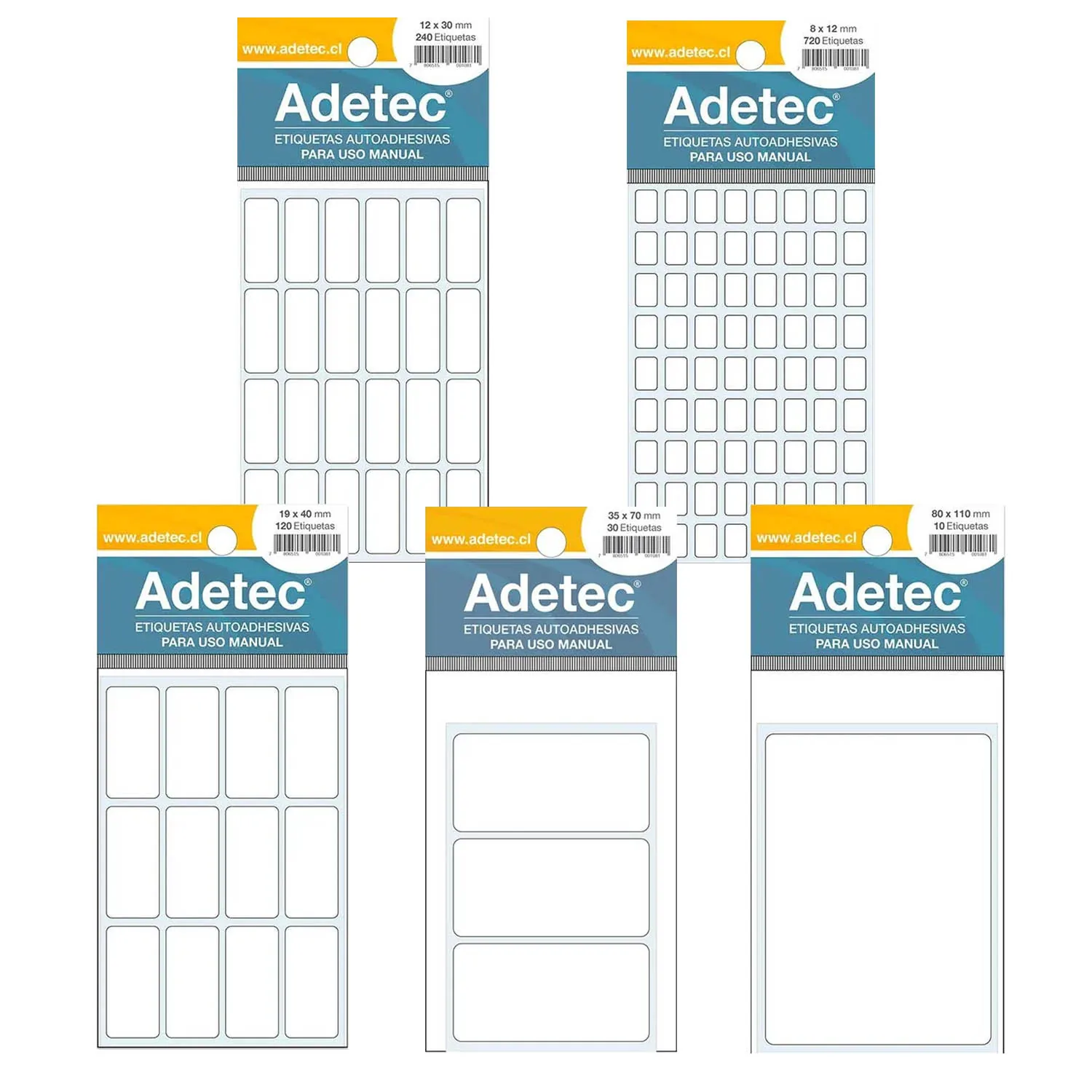 Etiqueta Rectangular Autoadhesiva Adetec Blanco