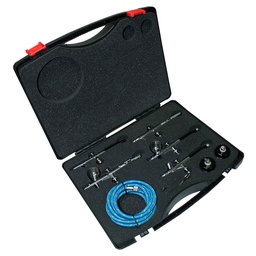 [AESE120F] Set de 5 Aerógrafos Profesionales de metal con accesorios y maleta