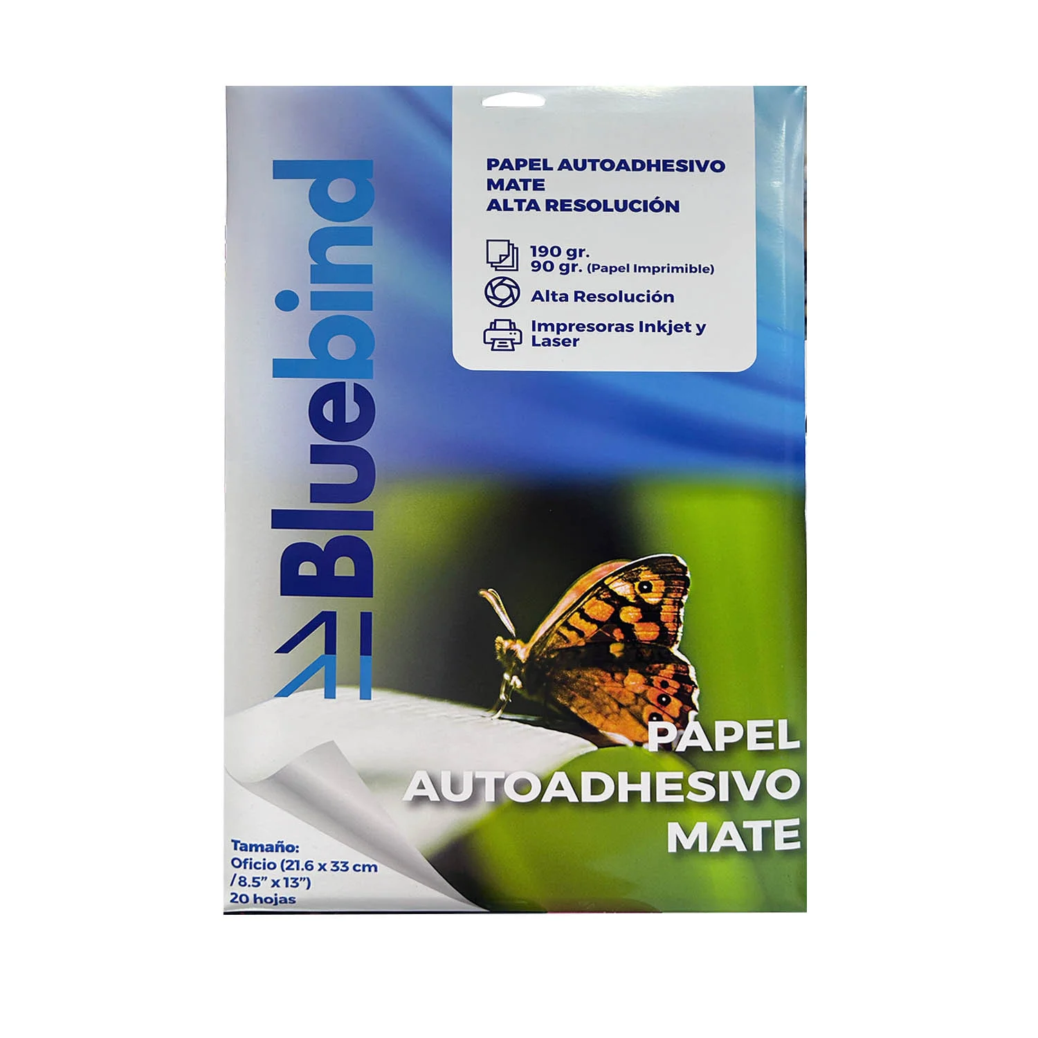 [ADH-SAMO] Papel Autoadhesivo Matte AR 190gr.Oficio (20 hojas)