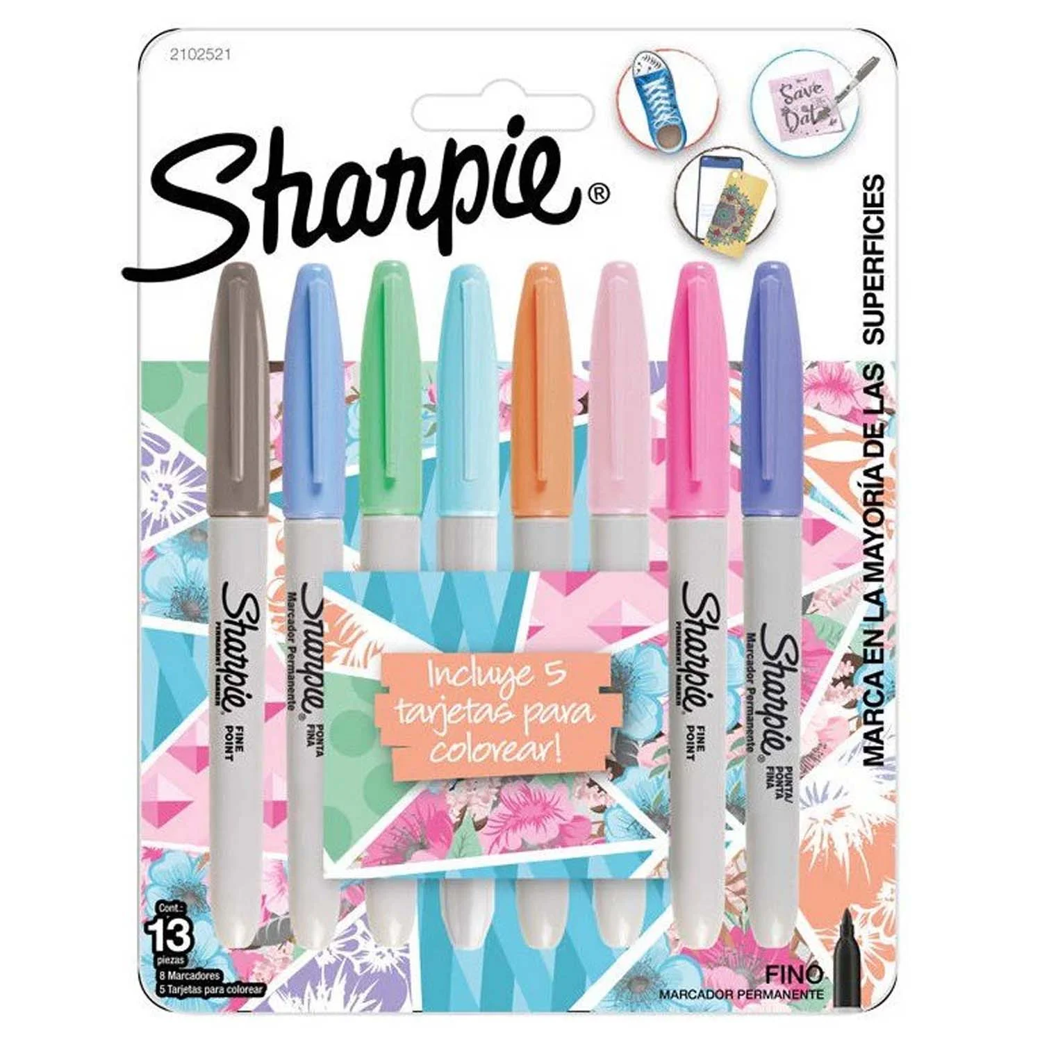 [2102521] Set 8 Marcadores Sharpie Permanente Tonos Pastel